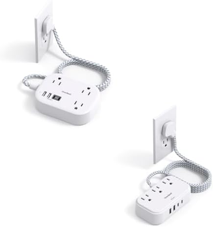 5ft Travel Power Strip+5 Ft Flat Extension Cord