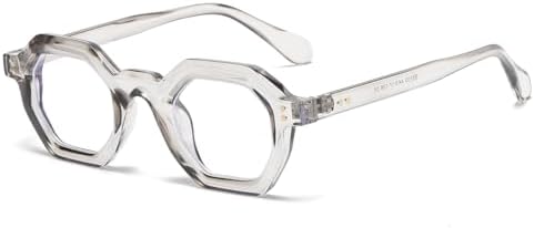 JOVAKIT Retro Octagon Frame Glasses for Women Men Vintage Polygon Non-prescription Clear Lens Eyeglasses