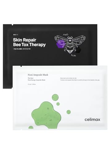 celimax Skin Repair BeeTox Therapy Sheet Mask 25ml (10EA) + The Real Noni Energy Ampoule Mask 25ml (5EA) Bundle