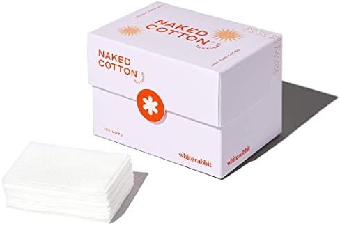 White Rabbit - NAKED COTTON Textured - Perforated Facial Cotton Pads - For Makeup Remover, Toner, Mask - 100% Cotton, Unbleached, Lint-Free - Exfoliating & Durable - Natural & Cruelty-Free - 100 Count