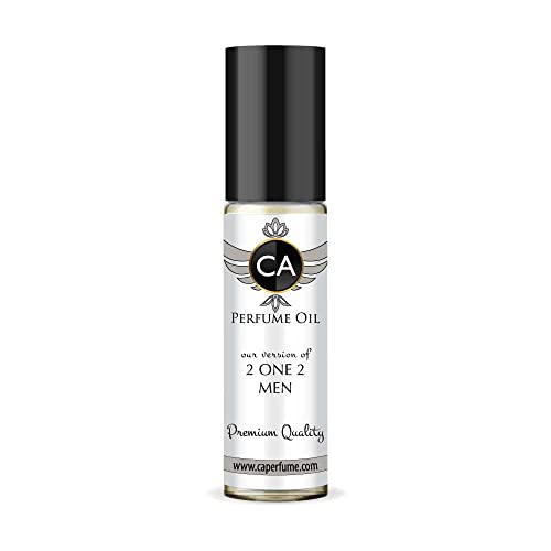 CA Perfume Impression of Carolina H. 2 One 2 Men For Men Replica Fragrance Body Oil Dupes Alcohol-Free Essential Aromatherapy Sample Travel Size Concentrated Long Lasting Attar Roll-On 0.3 Fl Oz/10ml