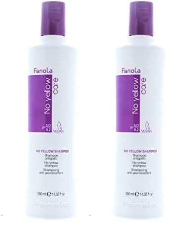 Fanola No Yellow Shampoo With Purple Violet Pigments To Eliminate Unwanted Yellow Tones & Brassiness In Platinum, Light Blonde, Gray, Bleached, or Highlighted Hair 11.83oz (Pack of 2)