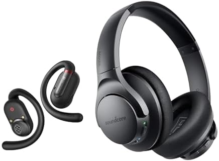 Soundcore by Anker V30i Open-Ear Headphones with Life Q20 Noise Cancelling Headphones, Ultra Lightweight Comfort, Snug Fit, Ergonomic Ear Hooks, Robust Bass, 36H Playtime, App Control, Clear Calls