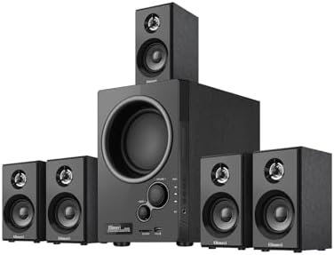 5.1 Surround Sound System with 5.5'' Subwoofer Stereo System for Home with 2.5'' Midrange Home Theater Speakers, Home Speaker System with 3.5-RCA/USB/Wireless/AUX Audio Inputs