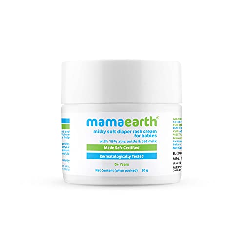 Mamaearth Milky Soft Diaper Rash Cream for Babies | Reduce Rashes, Redness & Itching | Baby Safe Formula with Zinc Oxide & Oat Milk | Natural & Hypoallergenic | 1.76 Oz/50g