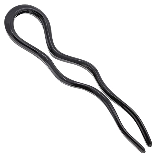 Camila Paris CP3285 French Twist Stick Hair Fork, Large Wavy U Shaped Hair Pin Clip for Spiral Updo and Bun, Black, Fashion Flexible Durable Styling Hair Accessories for Women, Made in France