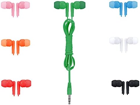 21 Pack Bulk Earbuds Classroom Student Headphones Bulk Class Set Ear Buds Wired Disposable Durable Colorful Earphones with Good Sound Quality Individually Wrapped in 7 Colors
