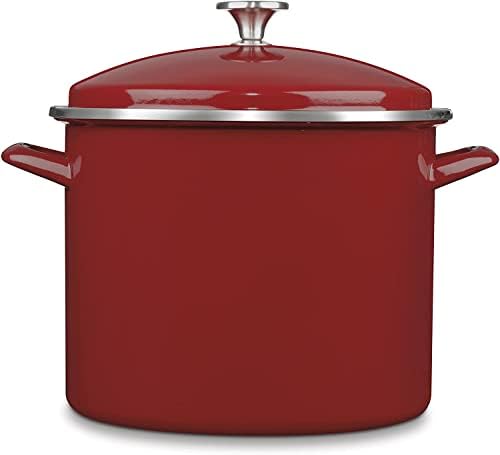 Cuisinart EOS126-28R Chef's Classic Steel Cover Enamel-Stockpot, 12-Quart, Red