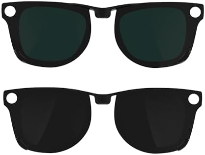 2Pcs Polarized Clip for Ray-Ban Meta Wayfarer Smart Glasses (Size M), Discoloration Clips Compatible with Ray-Ban Meta Wayfarer Protect Your Eyes, Cool and Fashion (Black + Green)