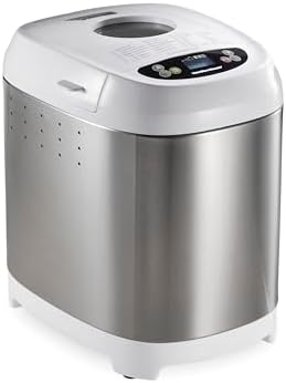 Hamilton Beach Digital Electric Bread Maker Machine Artisan and Gluten-Free, 2 lbs Capacity, 14 Settings, White and Stainless Steel (29987)
