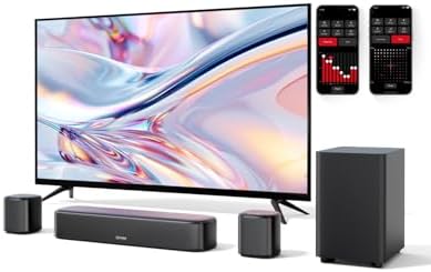 ULTIMEA 5.1ch Sound Bar for Smart TV, Virtual Surround Sound System for TV, App Control, Home Theater Sound System, TV Soundbar with Subwoofer, 2 Surround Speakers, Peak Power 250W, Opt/AUX, Aura A30