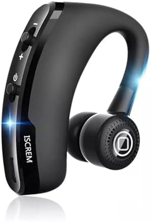 Bluetooth Headset Wireless Business Single earpiece Voice Answer in Ear Earbuds for Trucker Driving Running 10 Hour Battery Noise Cancelling Headphones Black V9