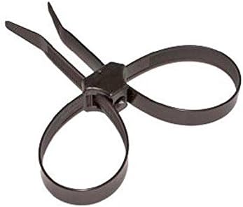 Tectran 936-191 Dual Clamp Cable Tie (, Black, 2.3” Max. Bundle Diameter, 25” Stud Size, 5” Tie Width, 19” Tie Length, 150 lbs. Min. Tensile Strength)