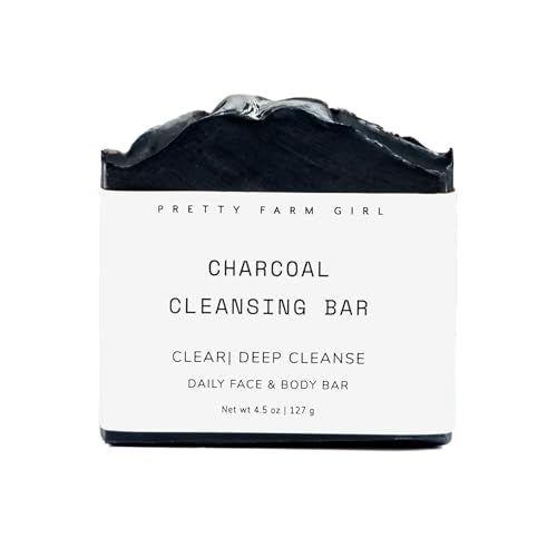 Pretty girl farm Charcoal Cleansing Soap Bar- Clear & Deep Cleanse - Fragrance Free - Handmade - All Skin Types - Tallow & Goat Milk