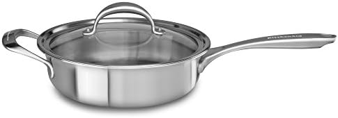 KitchenAid 5-Ply Copper Core 3.5 quart Saute with Helper Handle & Lid - Stainless Steel, Medium, Stainless Steel Finish