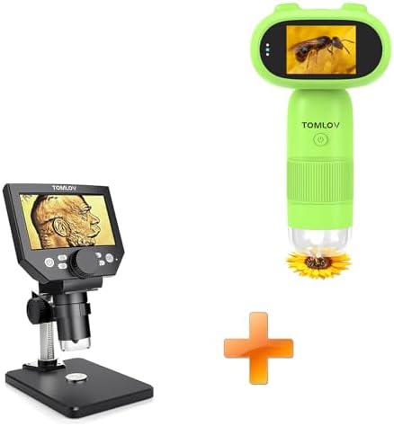 TOMLOV P30 Microscope for Kids, Portable 1000X Slides Digital Microscope with 2" Screen, HD 16MP Camera & 1080P Video+DM4 Lite New
