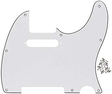 FLEOR 8 Hole TL Pickguard Scratch Plate with Pickguard Screws Set Fit USA/MX Standard TL Style Pickguard Replacement, 3Ply White
