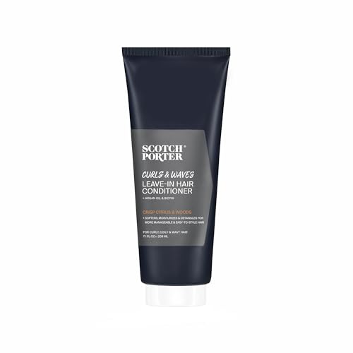 Scotch Porter Curls & Waves Leave-In Hair Conditioner for Men | Superior Smoothness & Definition | Free of Parabens, Sulfates & Silicones | Vegan | 7.1oz Bottle