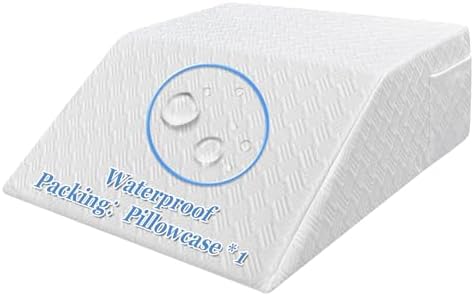Wedge Pillow Case Cover Leg Elevation Pillow Cover Bed Wedge Pillowcase Replacement Leg Knee Rest Pillow Protector with Zipper＆ Pocket 24x21x8 (Waterproof Wedge Pillow Cover Only)