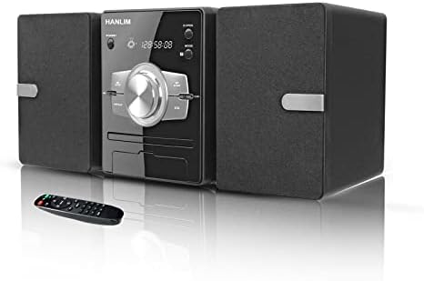 Home Stereo System with CD Player, FM Radio, Bluetooth, AUX in, USB in, Earphone Jack, Remote Control Included, 30W HiFi Shelf Stereo System