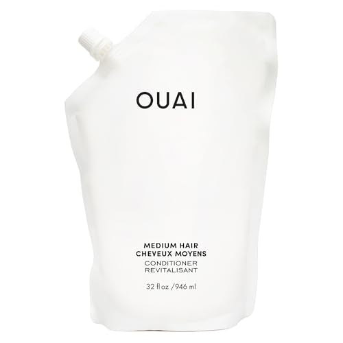 OUAI Medium Conditioner Refill - Hydrating Hair Conditioner with Coconut Oil, Babassu Oil, and Keratin - Strengthens, Repairs and Adds Shine - Paraben and Phthalate Free Hair Care Products (32 Oz)