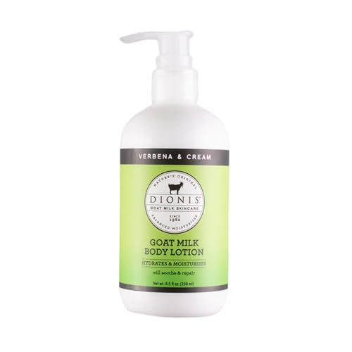 Dionis Goat Milk Hydrating Skincare Scented Cream, Rich & Creamy Daily Moisturizing Verbena & Cream Body Lotion For Dry Skin, Made in the USA, Cruelty-Free & Paraben-Free, 8.5 oz Bottle