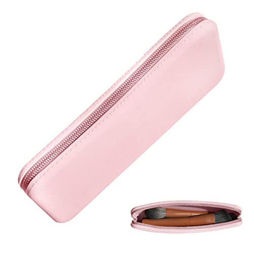 silicone makeup brush holder travel case- A storage & makeup bag organizer for brush sets & makeup tools to protect make up accessories & bag, Pink (7.8 * 3.15 * 1")