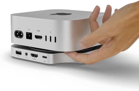Minisopuru iExpandMate MINI4PRO Mac Mini M4 Dock with 4K@60 HDMI, 4TB M.2 NVMe SSD Enclosure, Mac Mini Hub & Stand for Mac Mini M4 and M4 Pro 2024 (TF/SD Solt, 3* USB-A 2.0, Audio) | Silver