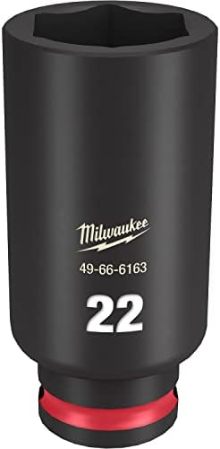 Milwaukee Shockwave 3/8-Inch Drive Deep 6 Point Impact Socket, 22 mm Size