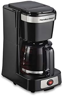 Hamilton Beach 5 Cup Compact Drip Coffee Maker, Works with Smart Plugs, Glass Carafe, Auto Pause and Pour, Black & Stainless Steel (46110)