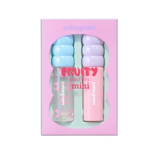 COLORGRAM FRUITY GLASS TINT MINI SET 03 COOL BEST SET | Moisturizing & Long Lasting Korean Lip Stain Tint | Stocking Stuffer, Gifts for Women and Teen Girls