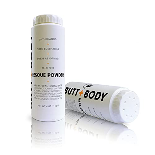 Butt & Body Rescue Powder - Whole Body Deodorant - Naturally Protects Skin & Eliminates Chafing, Rubbing, Sticking & Odors. No Talc. Made in USA - Absorbs Sweat & Keeps You Cooler. (4 Ounce - 1 Pack)