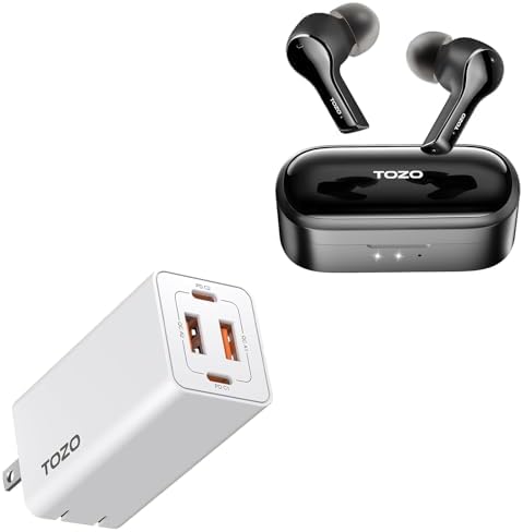 TOZO T9 True Wireless Earbuds C2 USB C 65W Fast Foldable Wall Charger PD Power Adapter White
