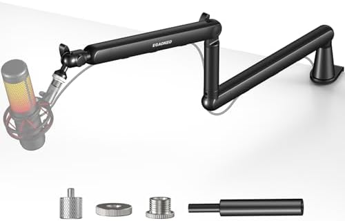 Microphone Arm,Aokeo AK-55 Desk Low Profile Adjustable Mic Boom Arm Stand,Suitable For Blue Yeti,Snowball iCE, HyperX QuadCast,SoloCast,Elgato Wave,Etc