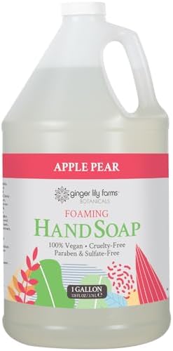 Ginger Lily Farms Botanicals All-Purpose Foaming Hand Soap Refill, 100% Vegan & Cruelty-Free, Apple Pear Scent, 1 Gallon (128 Fl.Oz)