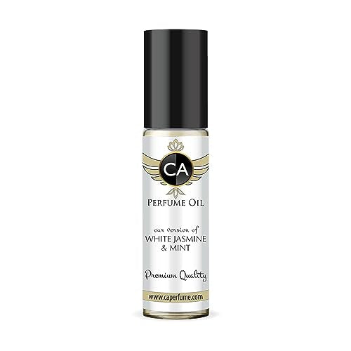 CA Perfume Impression of Jo M White Jasmine & Mint For Women & Men Replica Fragrance Body Oil Dupes Alcohol-Free Sample Travel Size Concentrated Long Lasting Attar Roll-On 0.3 Fl Oz/10ml