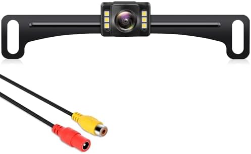 GLK Backup Camera Rear View Camera AHD 1080P Night Vision Reverse Camera, License Plate Backup Camera with 6 LED Lights,170 Degree Wide View Angle, IP69K Waterproof, for 12-24V Pickup Car Truck RV SUV