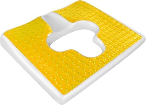 Bed Sore Cushion for Butt, T Shaped Opening Triangular Slope Design, Breathe Freely Fiber Bedsore Pressure Relief Pillow, Anti Decubitus Cushion for Elderly, Bedridden, Disabled (Yellow)