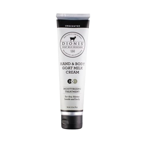 Dionis Goat Milk Skincare 3.3 oz Unscented Hand & Body Cream - Travel Size Hand Lotion For Hydrating & Moisturizing Dry Skin - Cruelty Free Cream Made In The USA - Paraben Free Formula
