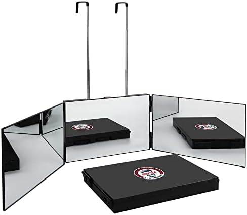 Dripex 3 Way Mirror for Self Hair Cutting, 360° Mirror for Men or Women, Trifold Self Haircut Mirror with Height Adjustable Hooks, for Makeup, Styling, Shaving, Braiding, Dye Hair (Black Without LED)