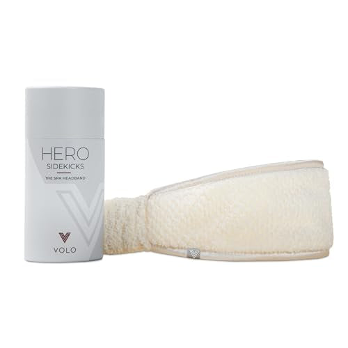 VOLO Spa Headband | Salt White | Gentle Microfiber Hair Band | Ultra-Soft, Absorbent, Breathable Facial Head Wrap, Adjustable Stretch Makeup Headband for Face Washing, Shower, Facials, All Hair Types