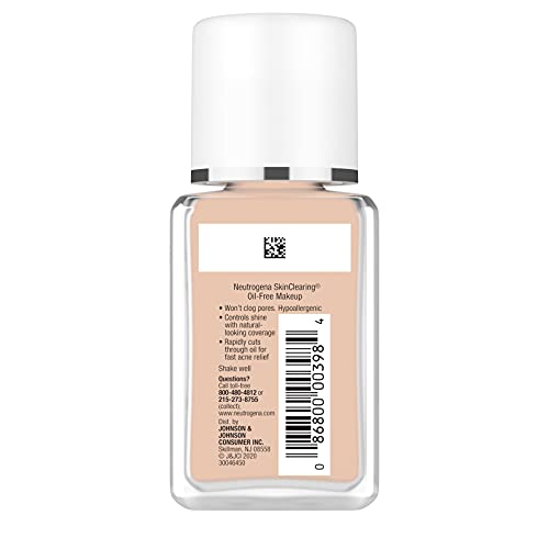 Neutrogena SkinClearing Oil-Free Makeup, Soft Beige 50, 1 Fl. Oz (Pack of 1)