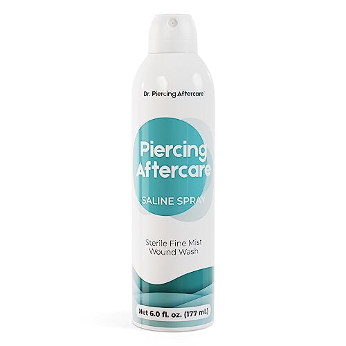 Dr. Piercing Aftercare – Saline Spray for Piercings – Gentle & Effective Care for Ear, Nose, Belly Piercing – Encourages Recovery & Comfort – Supports Keloid Bump Relief with Sterile Solution – 6.0 oz
