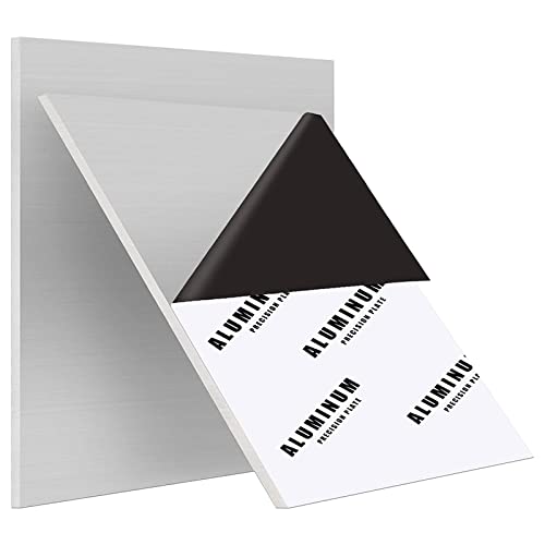 2Pack 6061 Aluminum Sheet Metal 12 x 12 x 1/8 Inch, Heavy Duty Aluminum Sheet Plates with Protective Film, 3MM Thick Flat Plain Panel Plate Metal Sheet Plate for Crafting Structural Framing Base Plate