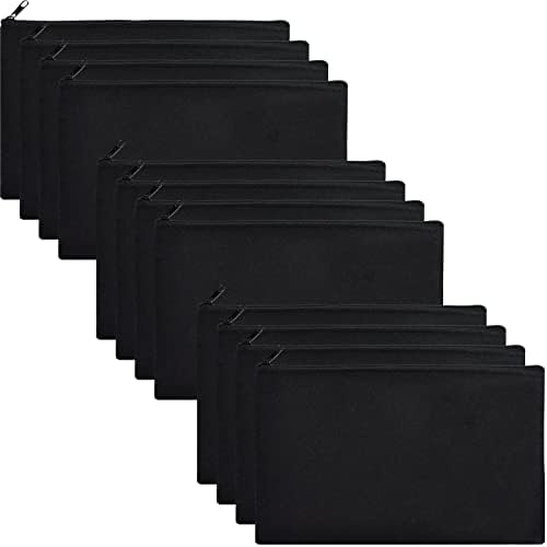 ZeeDix Canvas Pouch- Multi-purpose Cosmetic Bag with Zipper, DIY Craft Canvas Zipper Pouch Blank Makeup Bags Bulk Travel Toiletry Bag for Storage (8.3 x 5 inches)