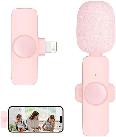 Professional Wireless Lavalier Microphone for iPhone iPad (for iPhone 14 and Below), Cordless Omnidirectional Clip Mic, Plug-Play Microphone for Interview Video Podcast Vlog YouTube