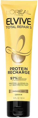 L'Oreal Paris Elvive Total Repair 5 Protein Recharge Leave In Conditioner Treatment and Heat Protectant, 5.1 Ounce