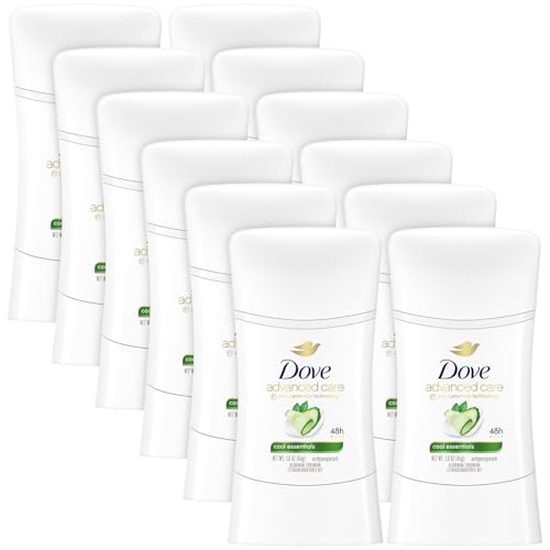Dove Advanced Care Antiperspirant, Cool Essentials, 12-Pack – Moisturizing Deodorant Stick with 48H of Sweat Protection, 1.6 Oz Ea