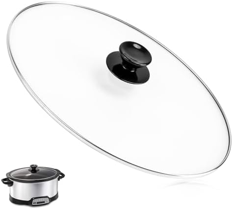 Oval Glass Lid 7 Quart Fits for Hamilton Beach Slow Cooker Lid & Rival Crock Pot Slow Cooker SCV700SS,SCV702,SCCPVP700-S Replacement Oval 7 Quart Lids