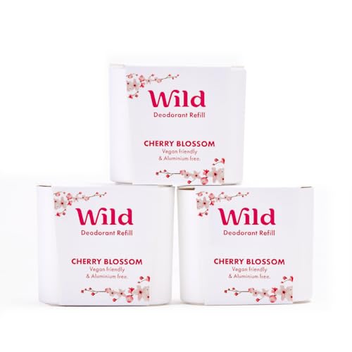 Wild - Cherry Blossom Refill Trio Pack - Refillable Deodorant - Vegan - Aluminium Free - Long Lasting Protection - 3 Pack of 40g Refills